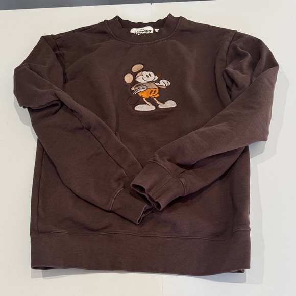 Disney Sweaters - Disney Brown Crewneck Sweater with Mickey Mouse